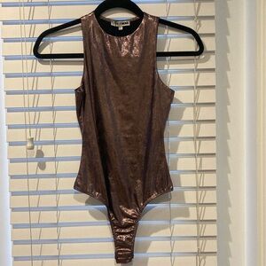 Fashion Nova metallic rose gold bodysuit